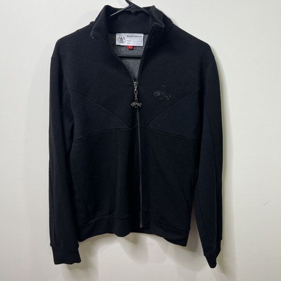 Rudolf‎ Dassler Puma Schuhfabrik Sweater Jacket Black Size L Logo Zip Up - Picture 1 of 9